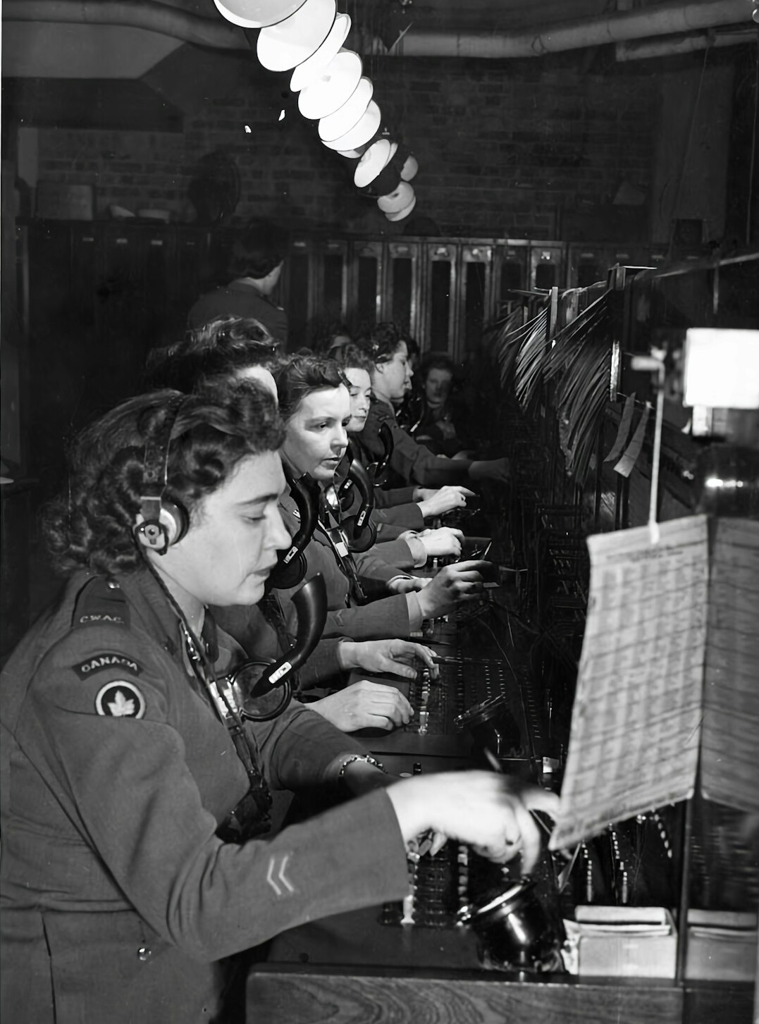 team of researchers in archive