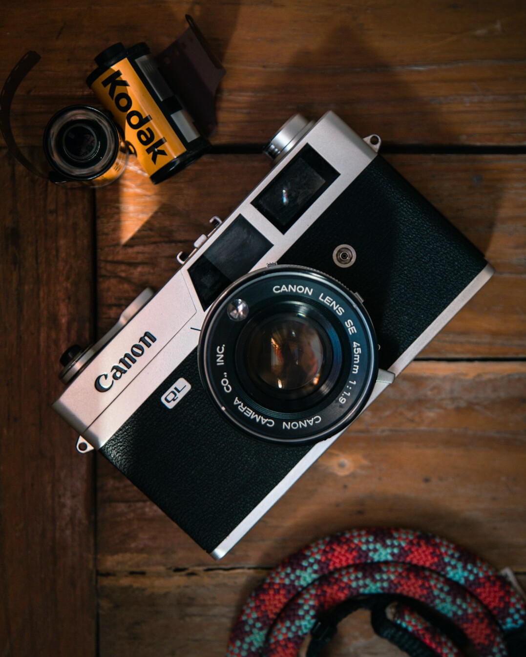 Vintage film camera on a surface