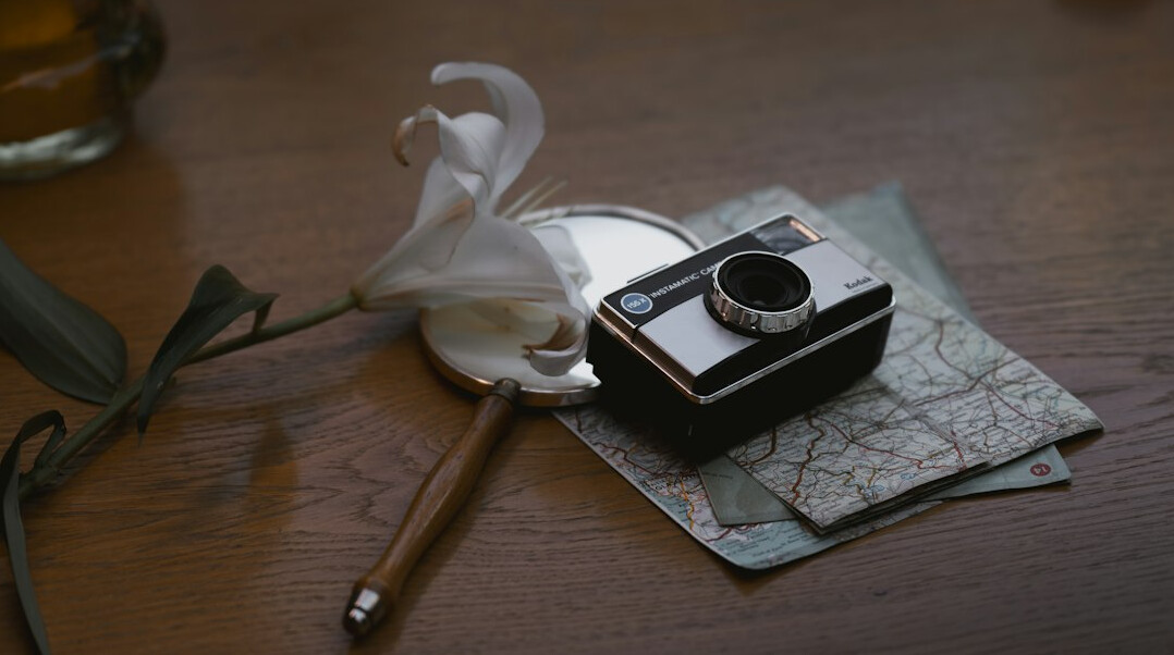 vintage spy documents on wooden table